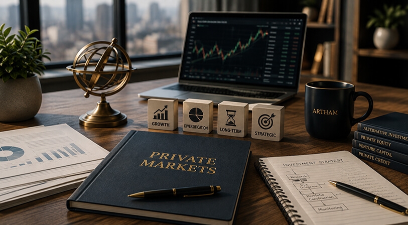 Private-market documentation being reviewed at a desk.